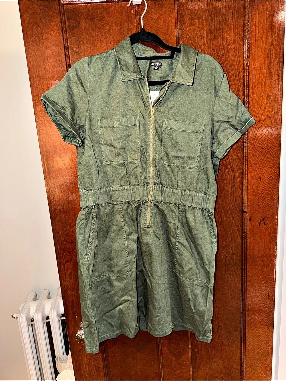 J.Crew Green Utility Dress Army style Size 12 NWT zip olive